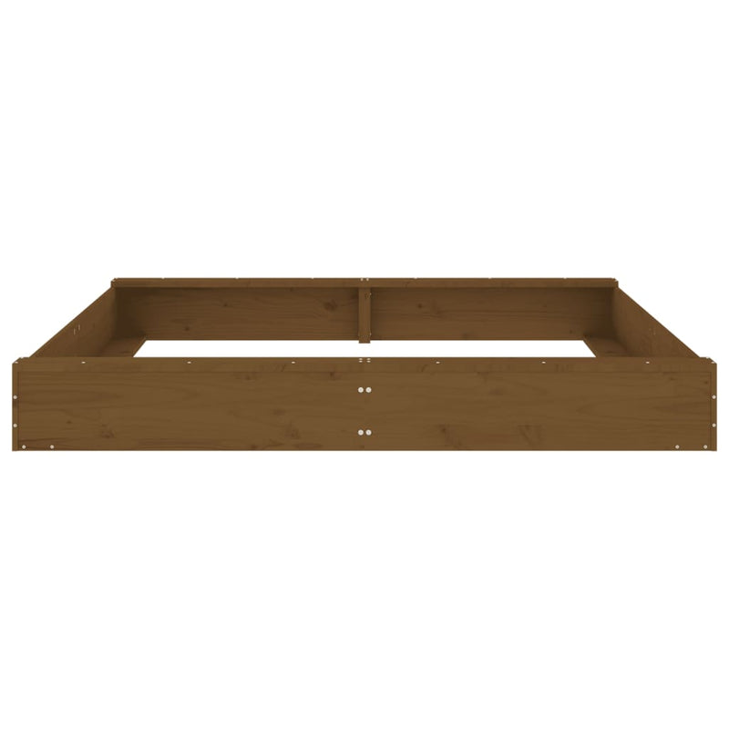 vidaXL mézbarna négyszög alakú tömör fenyőfa homokozó ülésekkel