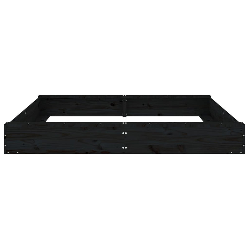 vidaXL fekete négyszögű tömör fenyőfa homokozó ülésekkel