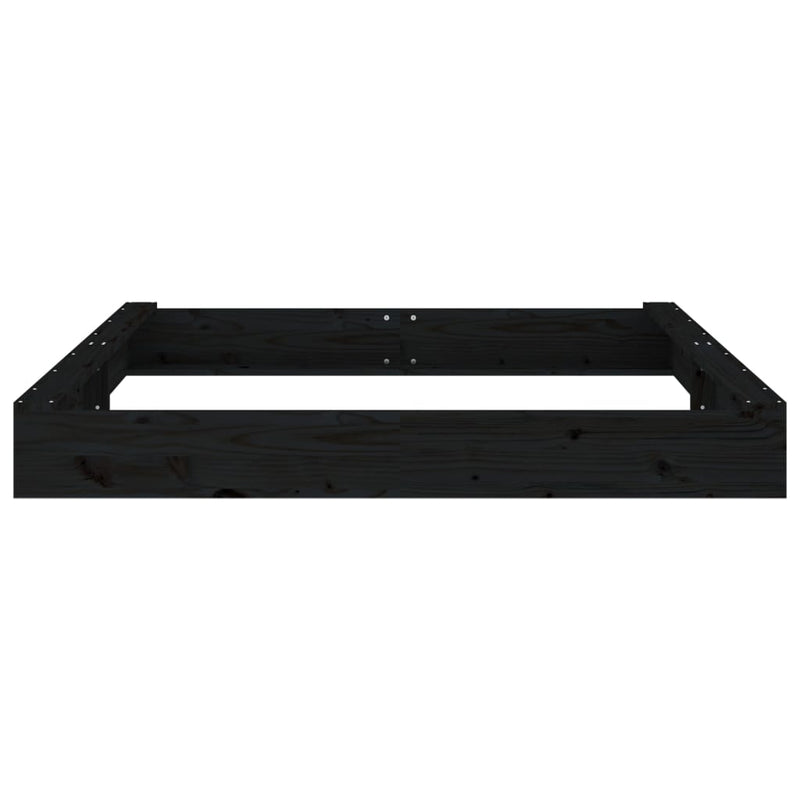 vidaXL fekete négyszögű tömör fenyőfa homokozó ülésekkel