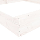 vidaXL fehér négyszög alakú tömör fenyőfa homokozó ülésekkel