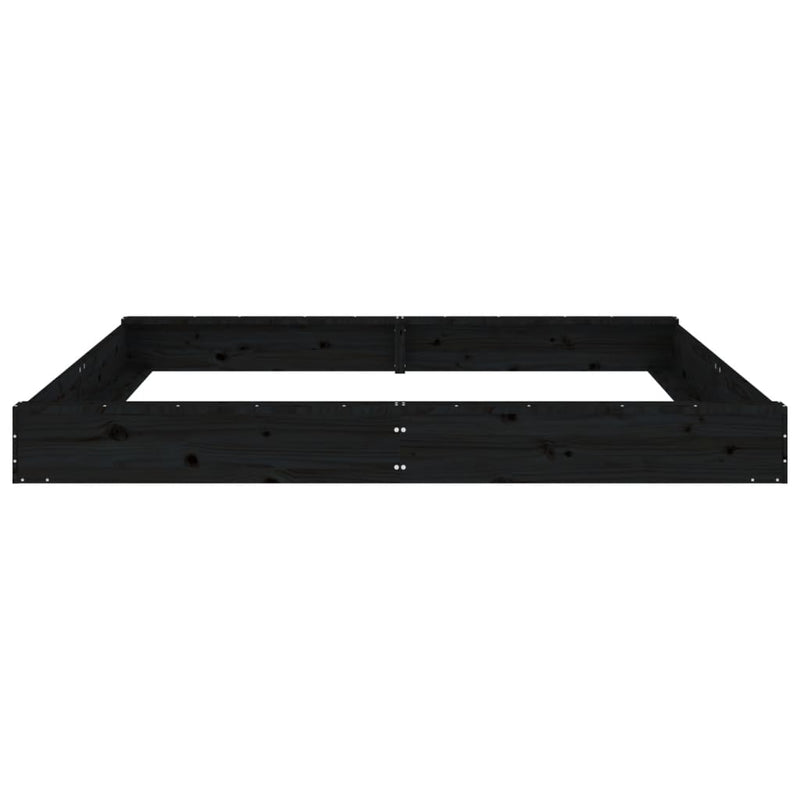 vidaXL fekete négyszögű tömör fenyőfa homokozó ülésekkel