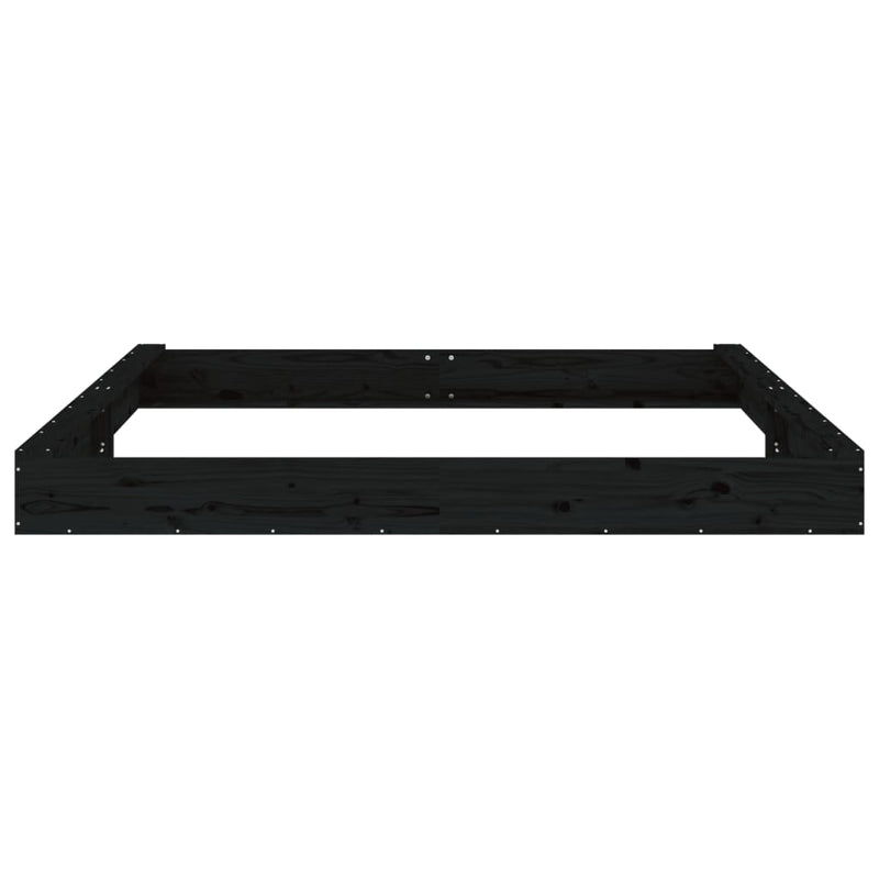 vidaXL fekete négyszögű tömör fenyőfa homokozó ülésekkel