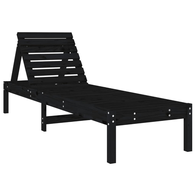 vidaXL 2 db fekete tömör fenyő napozóágy 199,5x60x74 cm