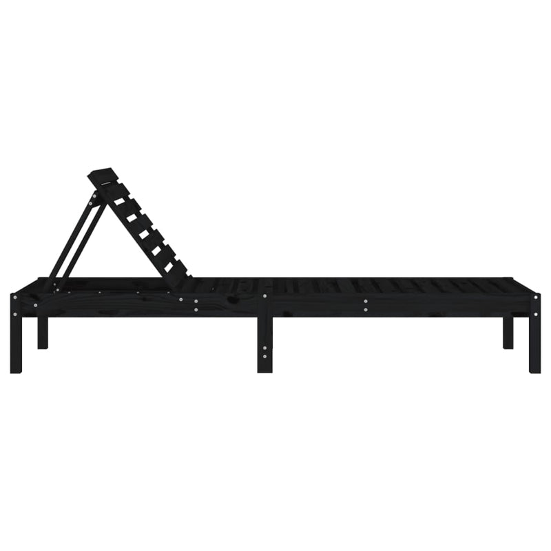 vidaXL 2 db fekete tömör fenyő napozóágy 199,5x60x74 cm