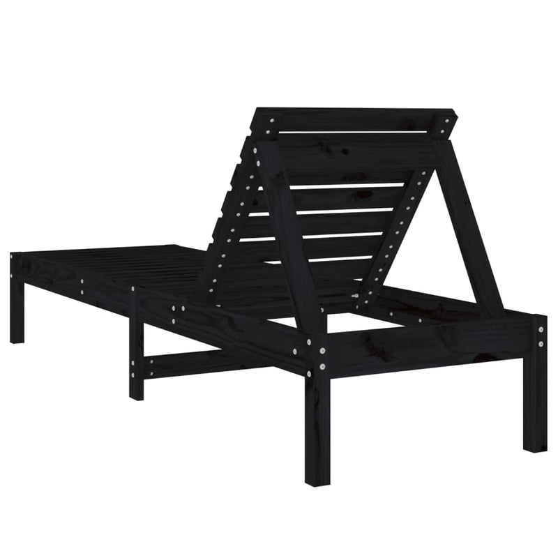 vidaXL 2 db fekete tömör fenyő napozóágy 199,5x60x74 cm