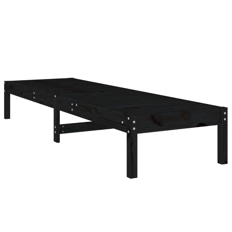 vidaXL 2 db fekete tömör fenyő napozóágy 199,5x60x74 cm