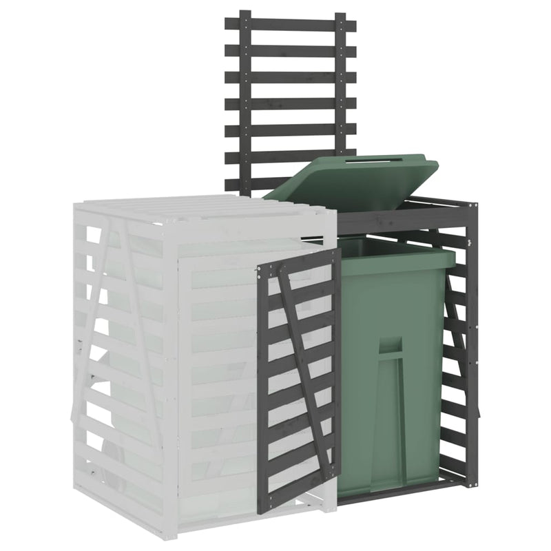 vidaXL szürke tömör fenyőfa szemeteskuka tároló hosszabbító