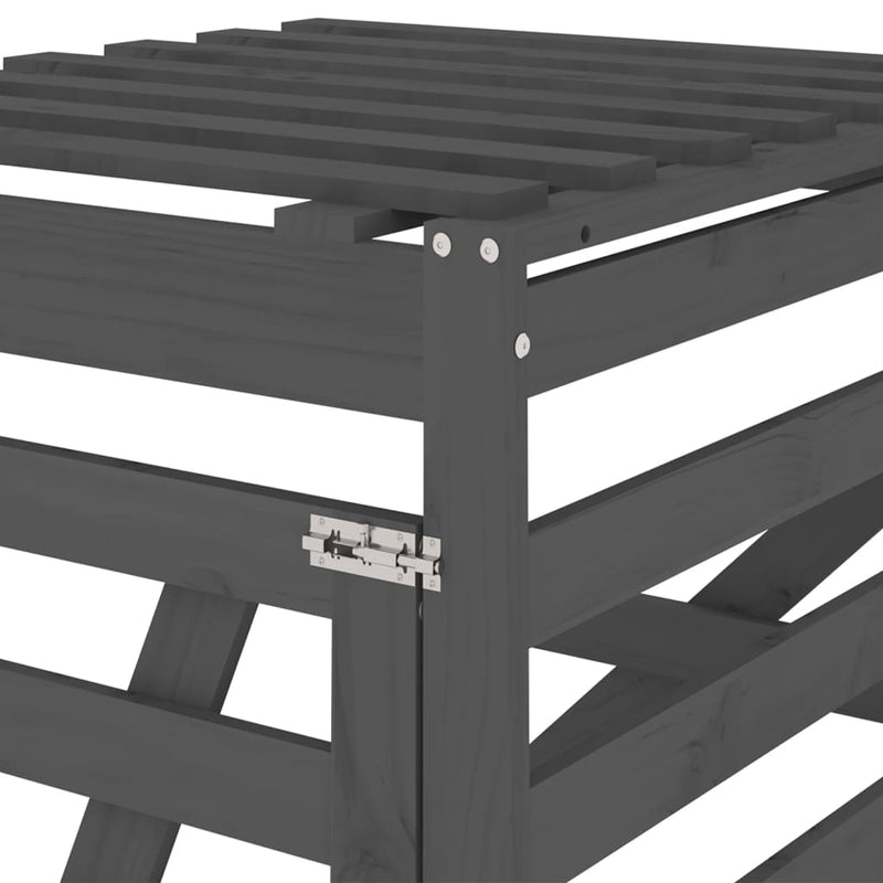 vidaXL szürke tömör fenyőfa szemeteskuka tároló hosszabbító