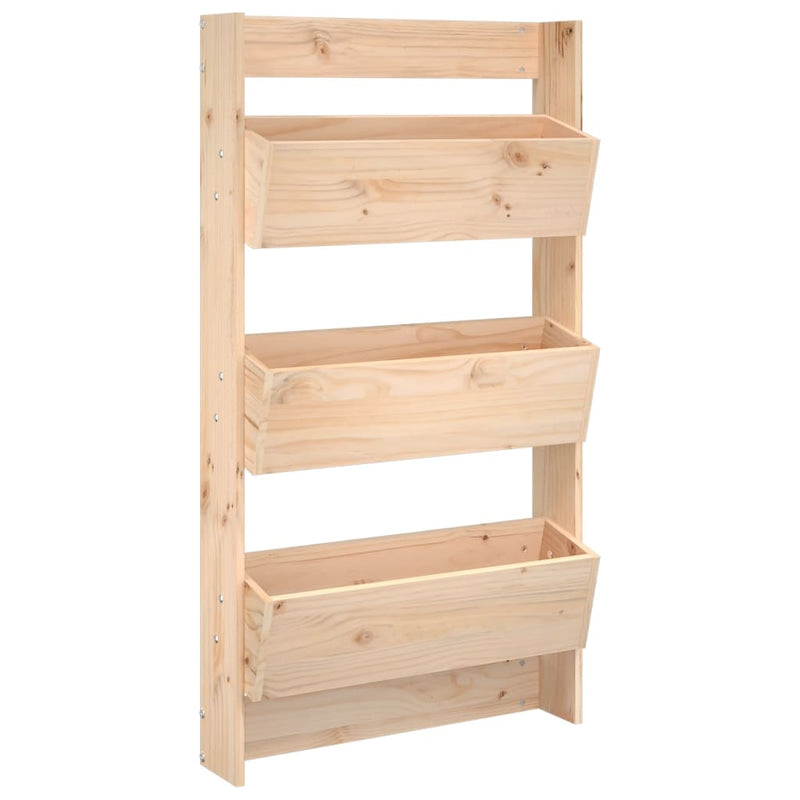 vidaXL 3 szintes tömör fenyőfa fali virágtartó 60 x 18,5 x 110 cm