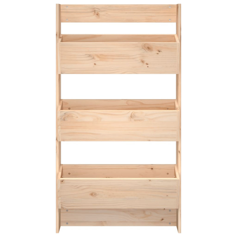 vidaXL 3 szintes tömör fenyőfa fali virágtartó 60 x 18,5 x 110 cm