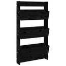 vidaXL fekete 3 szintes tömör fenyőfa fali virágtartó 60x18,5x110 cm