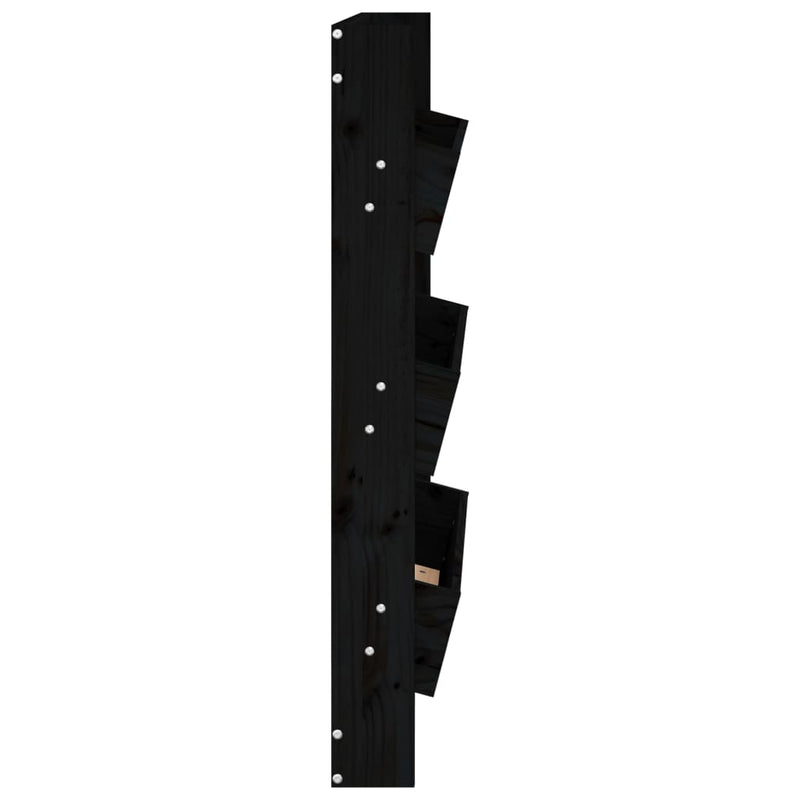 vidaXL fekete 3 szintes tömör fenyőfa fali virágtartó 60x18,5x110 cm