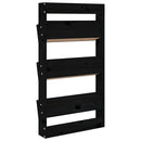 vidaXL fekete 3 szintes tömör fenyőfa fali virágtartó 60x18,5x110 cm