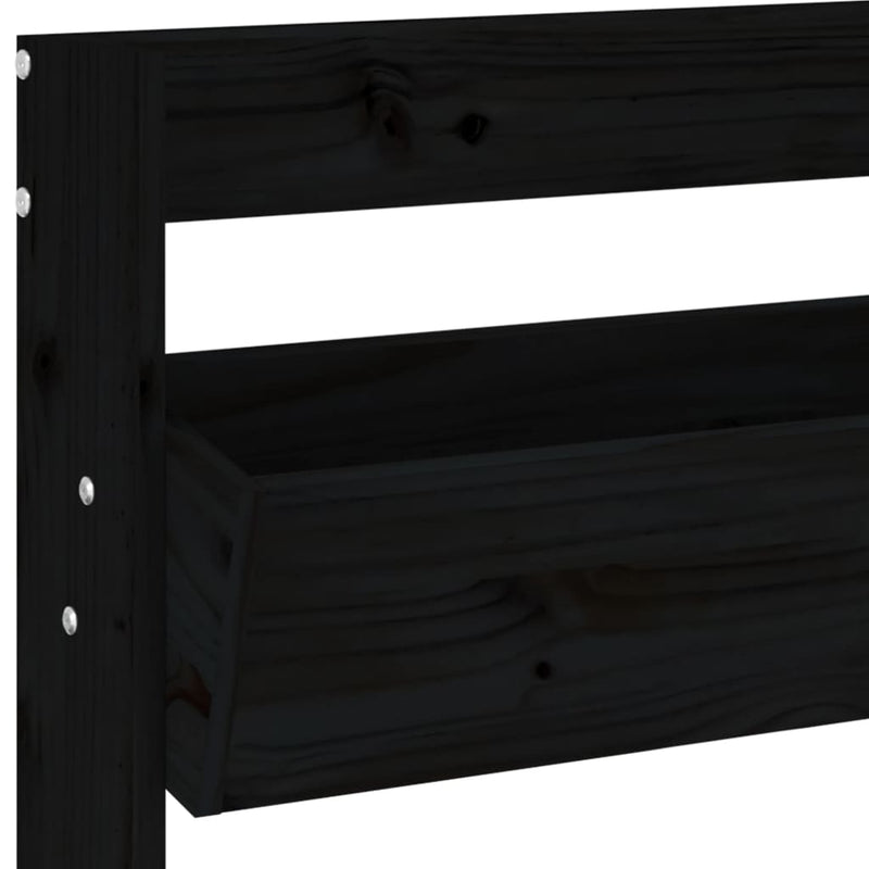 vidaXL fekete 3 szintes tömör fenyőfa fali virágtartó 60x18,5x110 cm