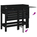 vidaXL fekete tömör fa kerti ültetőláda összecsukható asztallappal