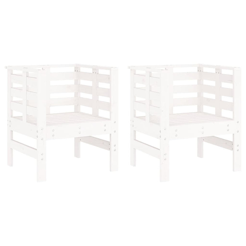 vidaXL 2 db fehér tömör fenyőfa kerti szék 61,5 x 53 x 71 cm