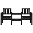 vidaXL kétszemélyes fekete tömör fenyőfa kerti pad asztallal