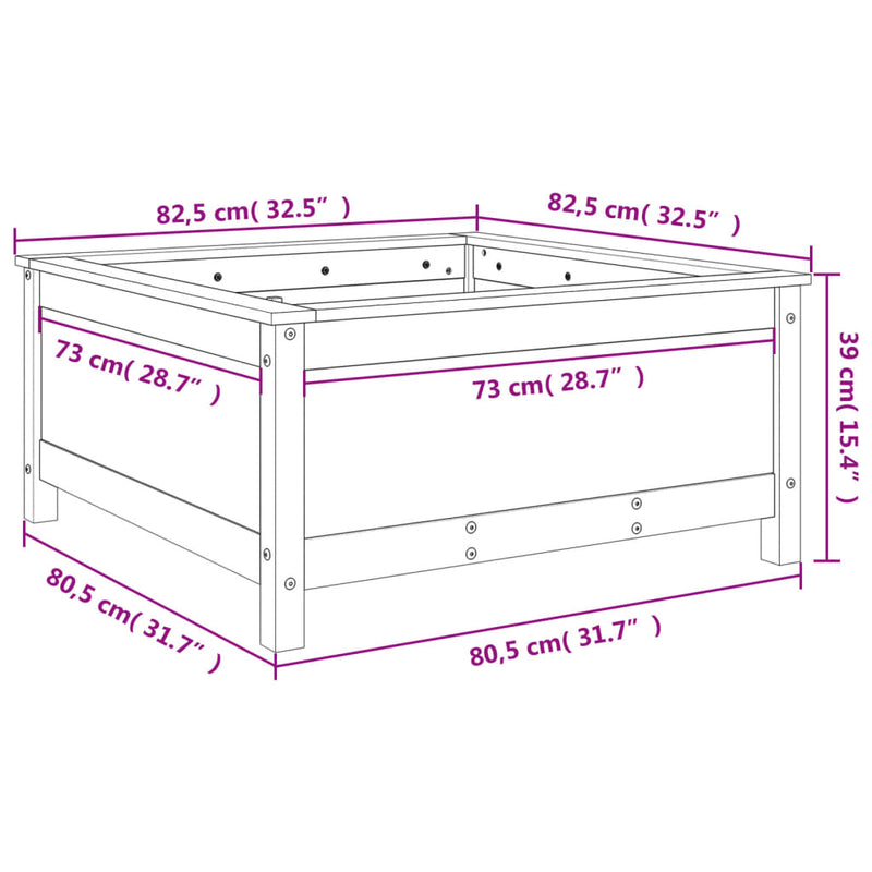 vidaXL mézbarna tömör fenyőfa növénytartó 82,5x82,5x39 cm