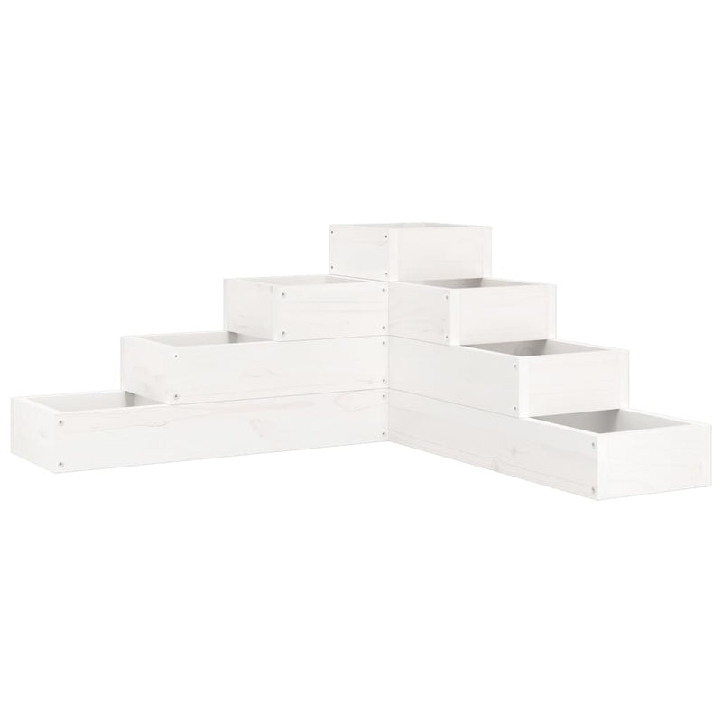 vidaXL fehér 4 szintes tömör fenyőfa kerti virágtartó 80,5x79x36 cm