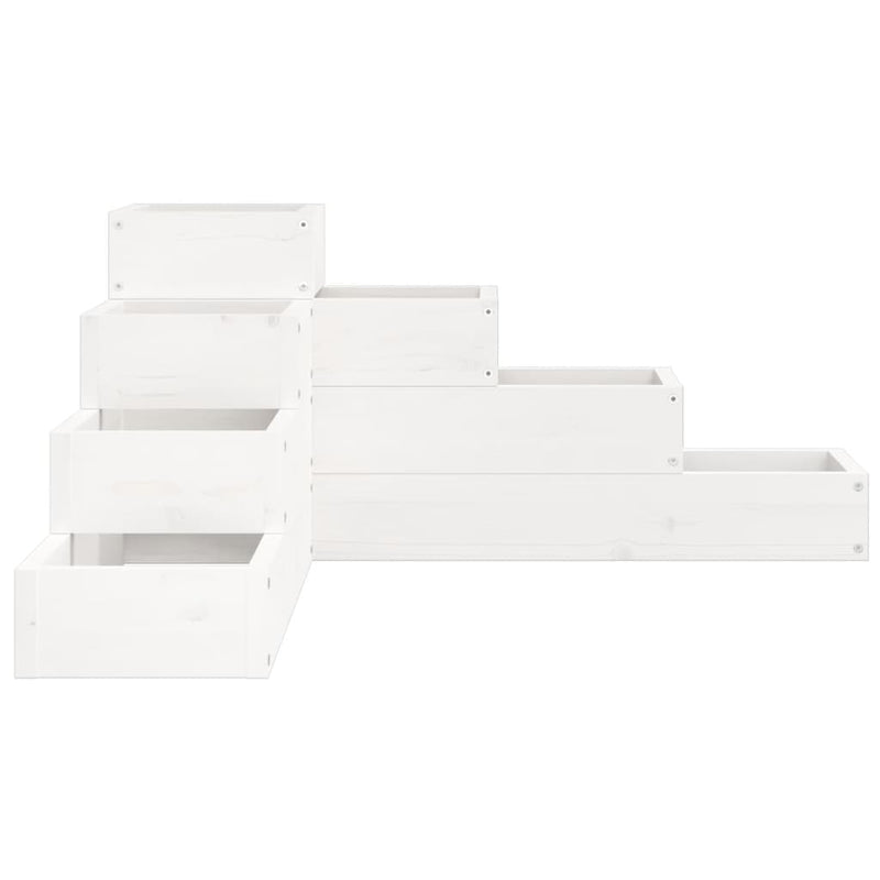 vidaXL fehér 4 szintes tömör fenyőfa kerti virágtartó 80,5x79x36 cm