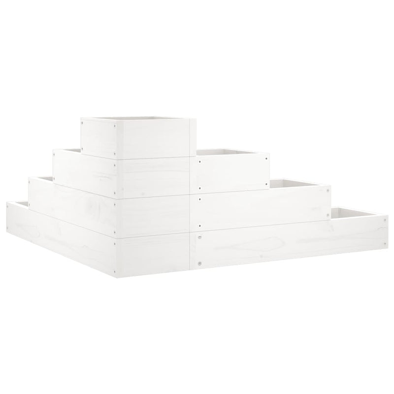 vidaXL fehér 4 szintes tömör fenyőfa kerti virágtartó 80,5x79x36 cm