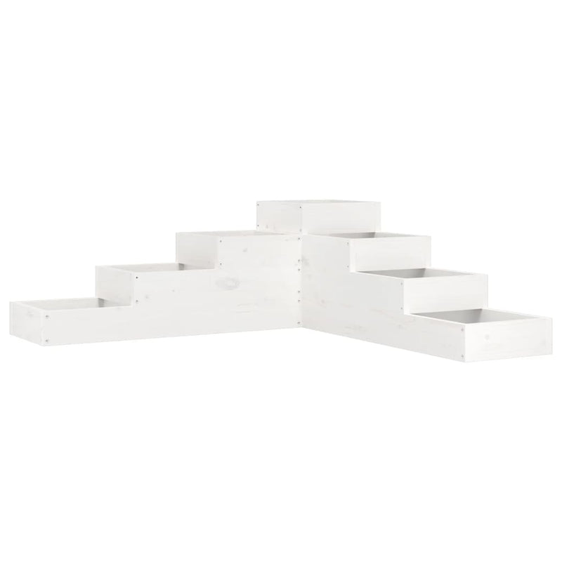 vidaXL fehér 4 szintes tömör fenyőfa kerti virágtartó 106x104,5x36 cm