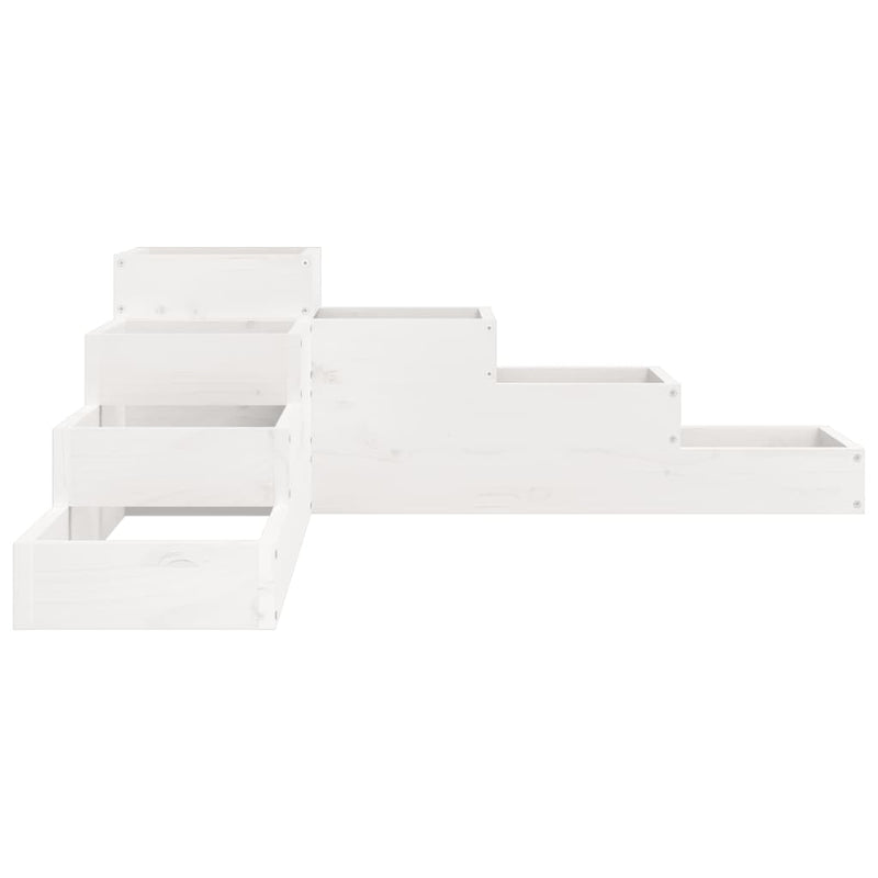 vidaXL fehér 4 szintes tömör fenyőfa kerti virágtartó 106x104,5x36 cm