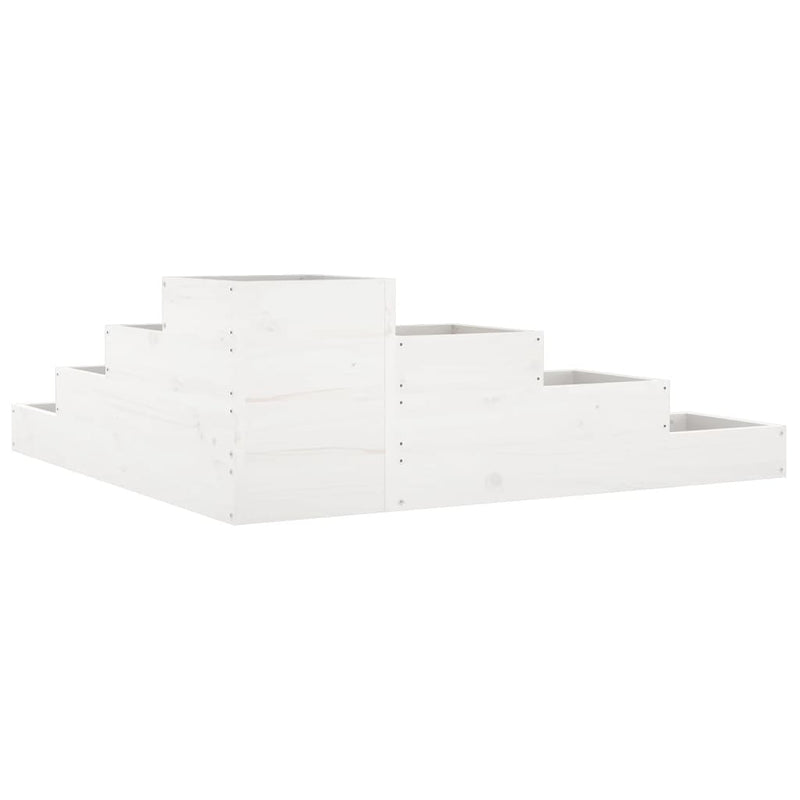 vidaXL fehér 4 szintes tömör fenyőfa kerti virágtartó 106x104,5x36 cm