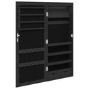 vidaXL fekete falra szerelhető tükrös ékszerszekrény LED fényekkel