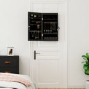 vidaXL fekete falra szerelhető tükrös ékszerszekrény LED fényekkel