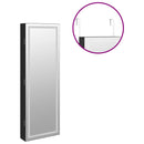 vidaXL fekete falra szerelhető tükrös ékszerszekrény LED fényekkel