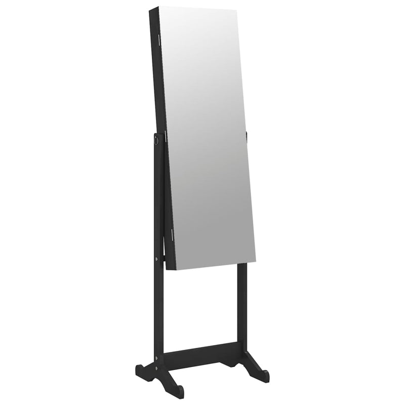 vidaXL fekete szabadon álló tükrös ékszerszekrény 42x38x152 cm
