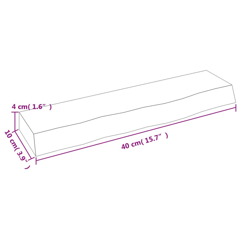 vidaXL kezeletlen tömör tölgyfa fali polc 40x10x4 cm