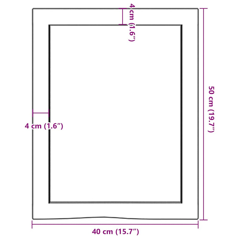 vidaXL kezeletlen tömör tölgyfa fali polc 40x50x(2-4) cm
