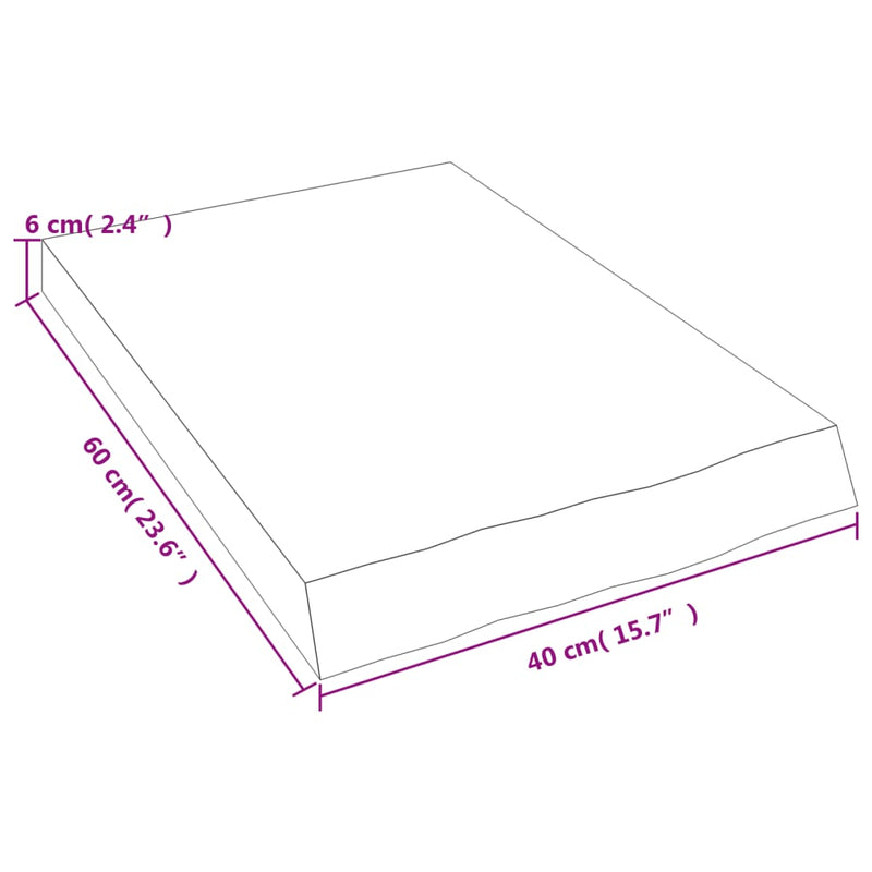 vidaXL kezeletlen tömör tölgyfa fali polc 40x60x(2-6) cm