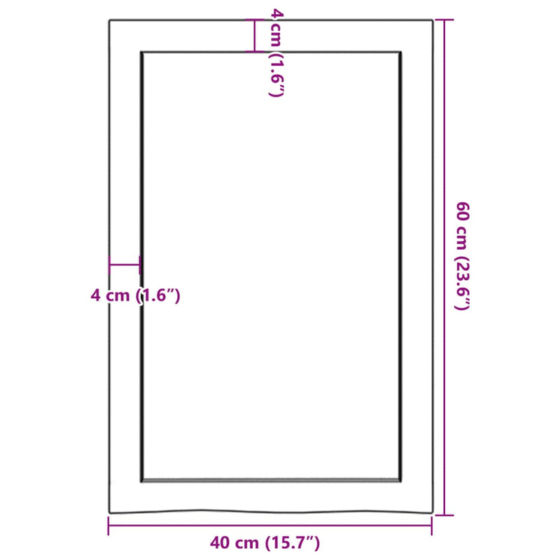 vidaXL kezeletlen tömör tölgyfa fali polc 40x60x(2-6) cm