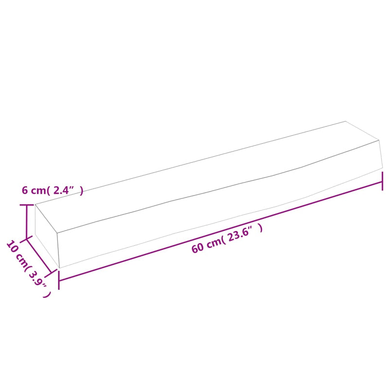 vidaXL kezeletlen tömör tölgyfa fali polc 60x10x6 cm