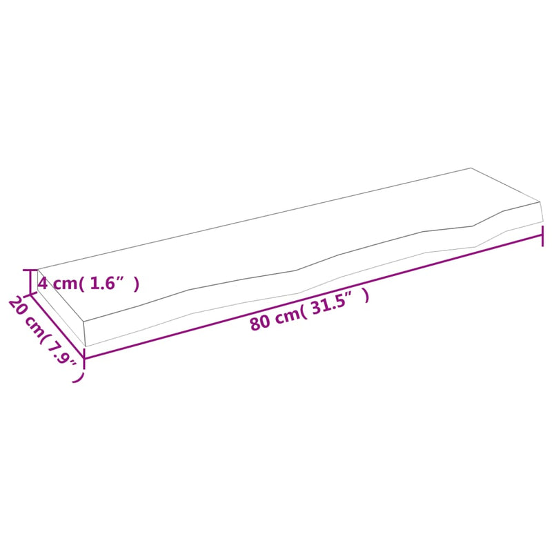 vidaXL kezeletlen tömör tölgyfa fali polc 80x20x4 cm