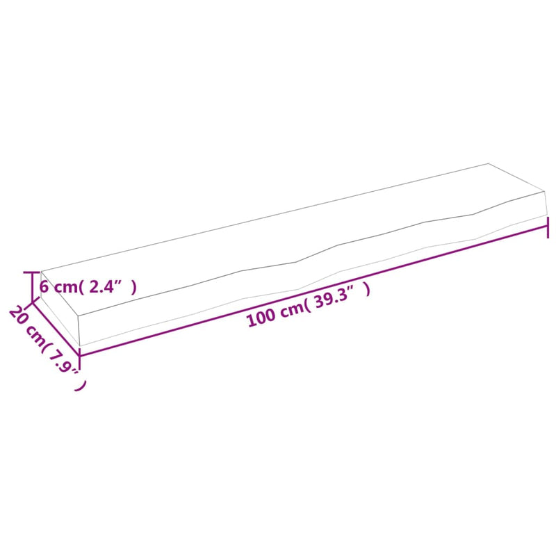 vidaXL kezeletlen tömör tölgyfa fali polc 100x20x6 cm
