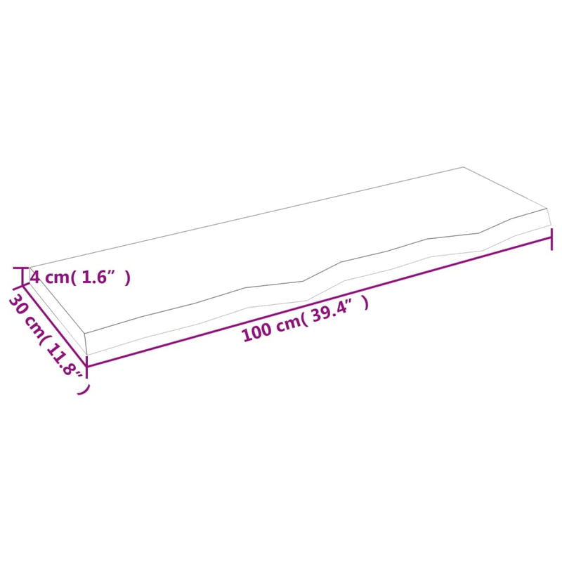 vidaXL kezeletlen tömör tölgyfa fali polc 100x30x(2-4) cm