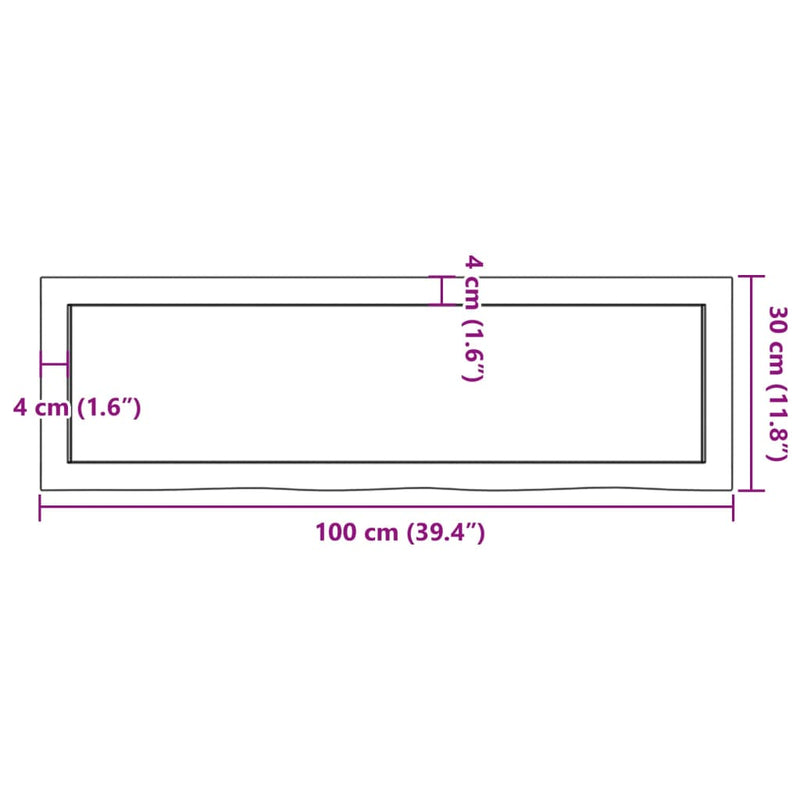 vidaXL kezeletlen tömör tölgyfa fali polc 100x30x(2-4) cm