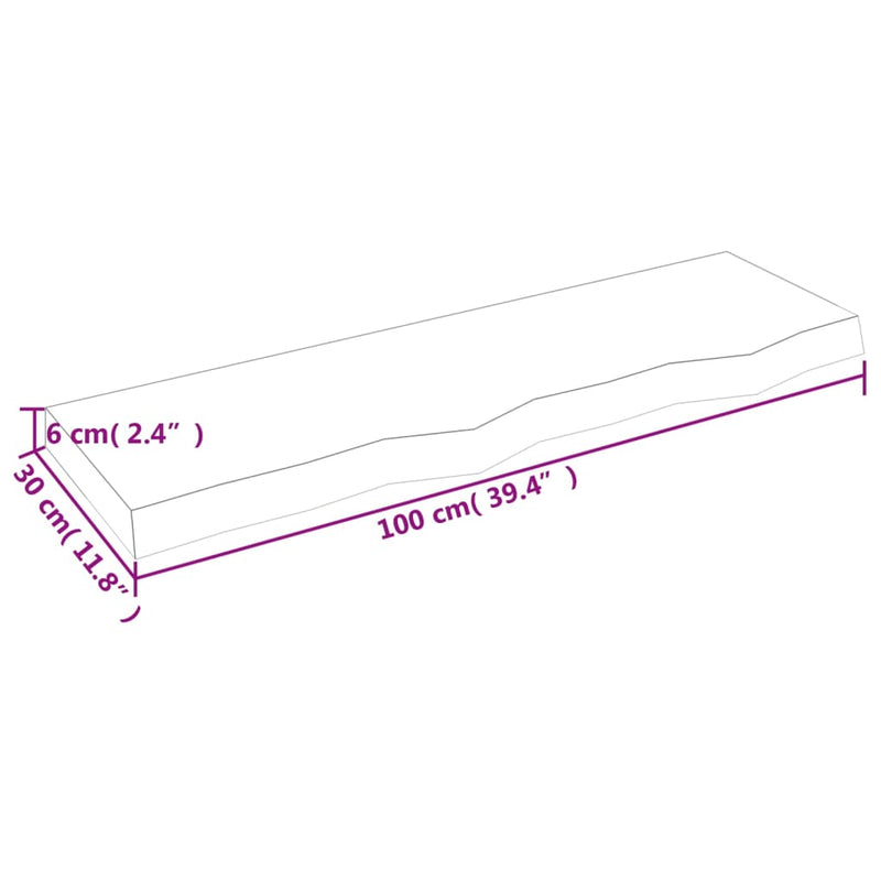 vidaXL kezeletlen tömör tölgyfa fali polc 100x30x(2-6) cm