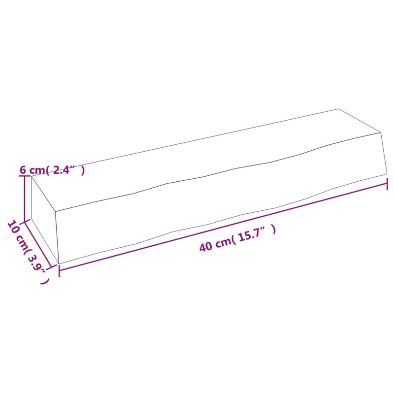 vidaXL világosbarna kezelt tömör tölgyfa fali polc 40x10x6 cm