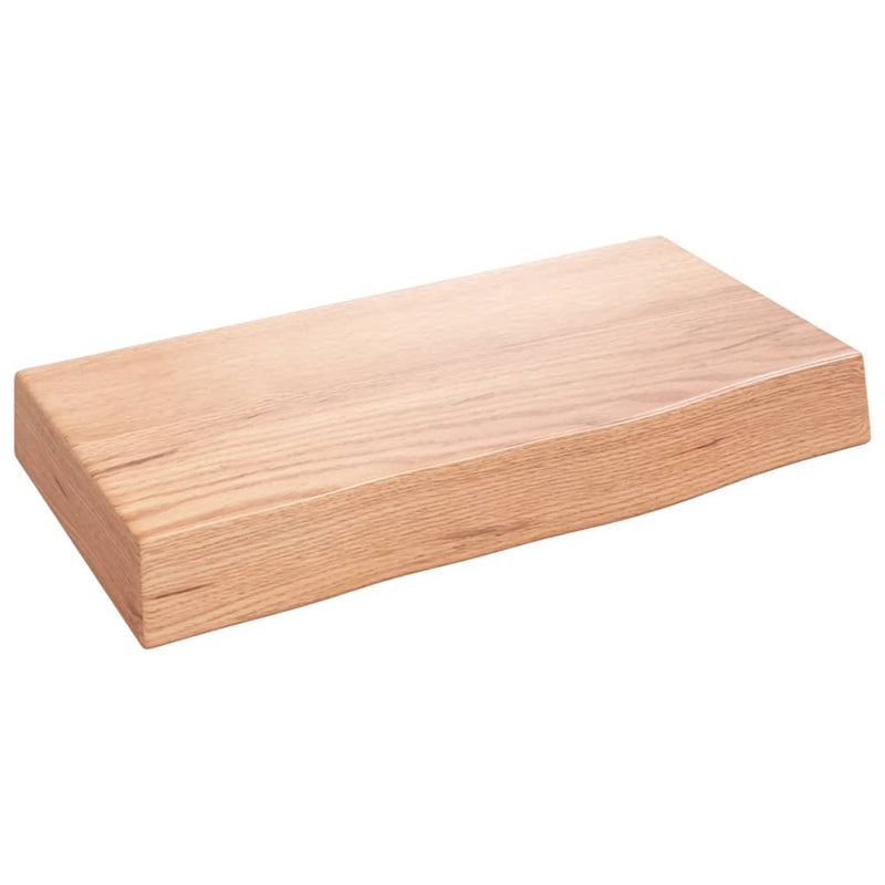 vidaXL világosbarna kezelt tömör tölgyfa fali polc 40x20x6 cm
