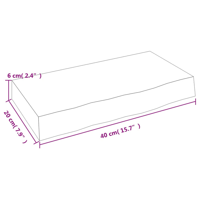 vidaXL világosbarna kezelt tömör tölgyfa fali polc 40x20x6 cm