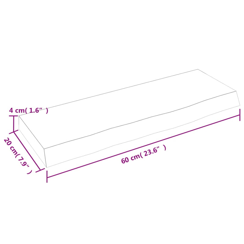 vidaXL világosbarna kezelt tömör tölgyfa fali polc 60x20x4 cm