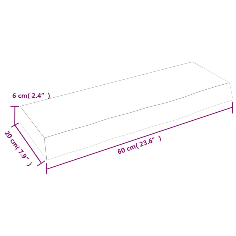vidaXL világosbarna kezelt tömör tölgyfa fali polc 60x20x6 cm