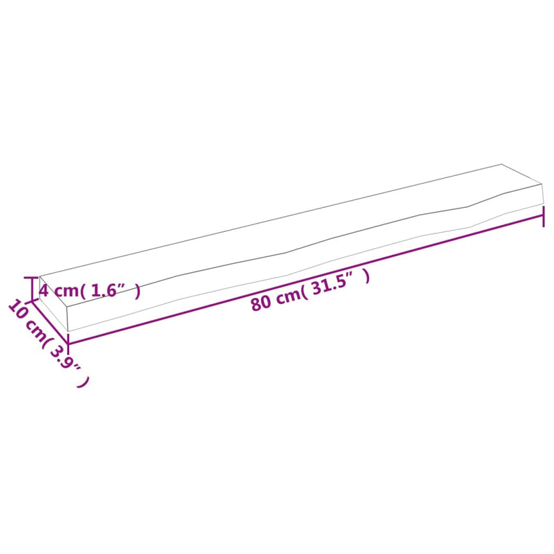 vidaXL világosbarna kezelt tömör tölgyfa fali polc 80x10x4 cm