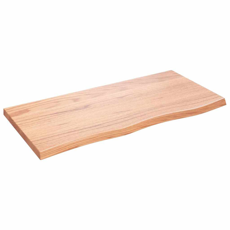 vidaXL világosbarna kezelt tömör tölgyfa fali polc 100x50x(2-4) cm