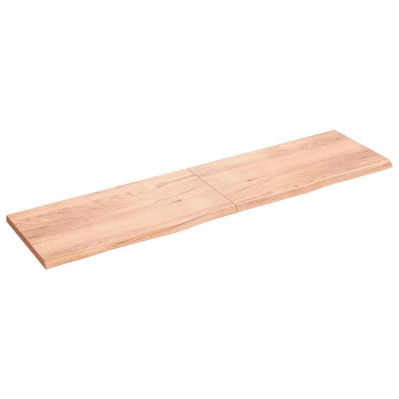 vidaXL világosbarna kezelt tömör tölgyfa fali polc 200 x 50 x (2-4) cm